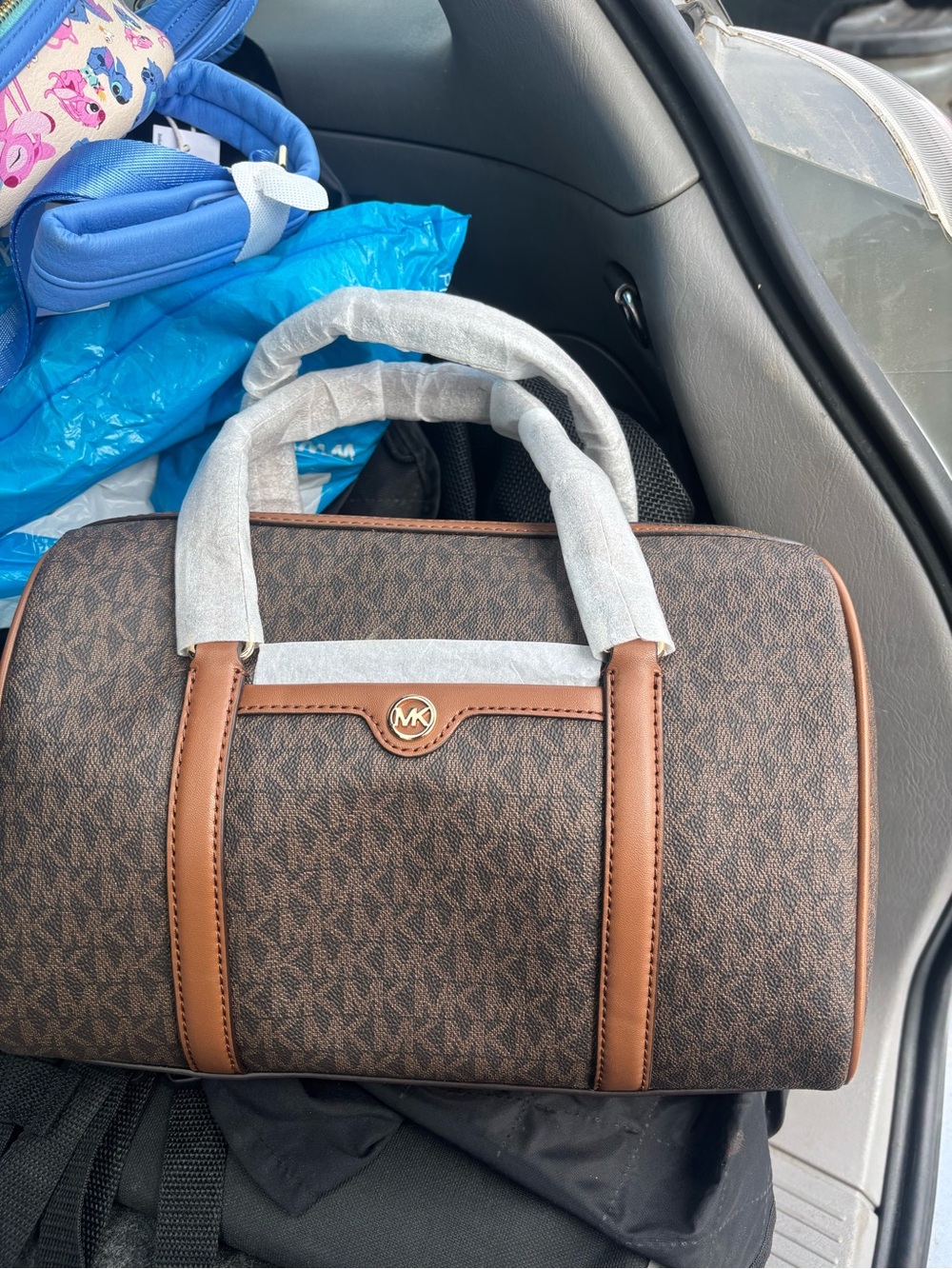 Michael Kors Brown and Tan Signature MK Satchel